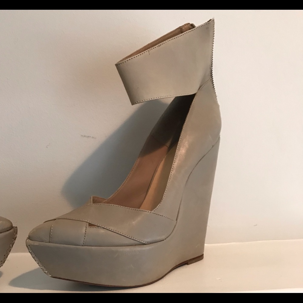 Platform ankle strap wedges